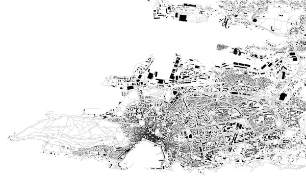 Mapa Satélite Split Croácia Ruas Cidade Mapa Ruas Centro Cidade — Vetor de Stock