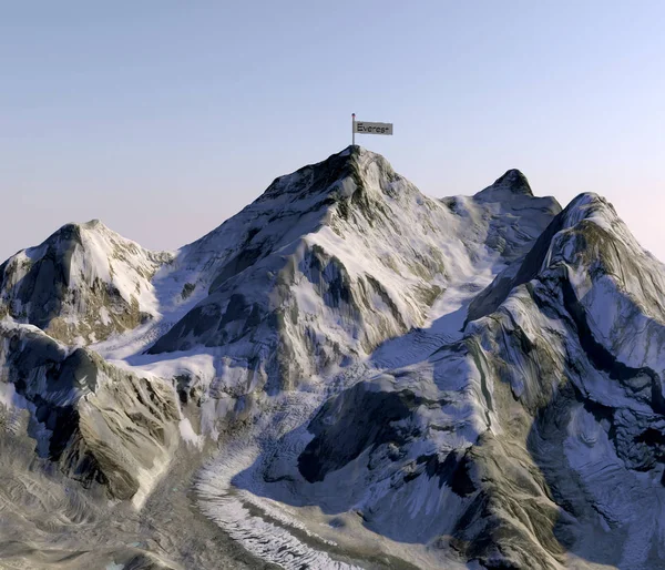 Mount Everest Heights Reliéfy Nejvyšší Hora Světě Satelitní Pohled Strana — Stock fotografie