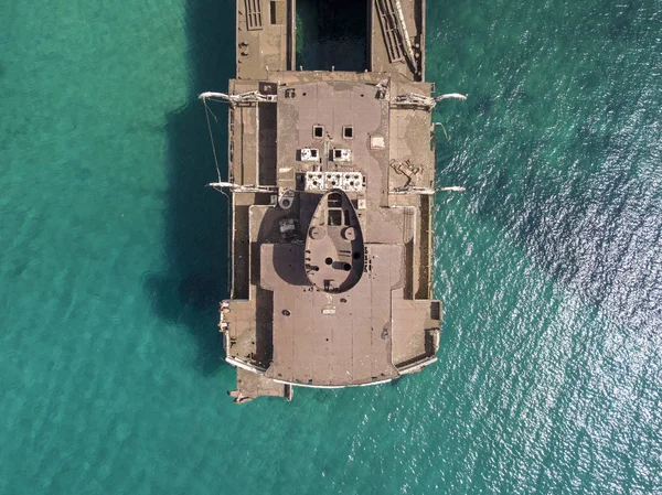 Vista Aérea Naufrágio Navio Oceano Atlântico Detalhes Nave Vistos Perto — Fotografia de Stock