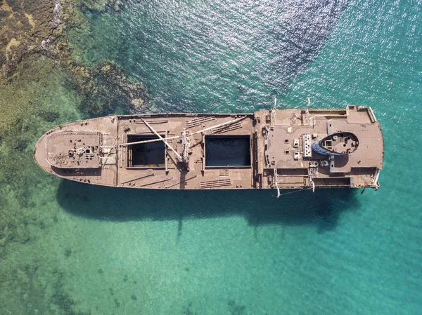 Légi Felvétel Roncs Hajó Atlanti Óceán Részletek Hajó Látható Szorosan — Stock Fotó