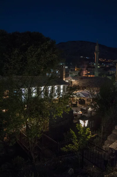 Bosnia 2018 Night Skyline Mostar Old City Named Bridge Keepers — Stock Photo, Image