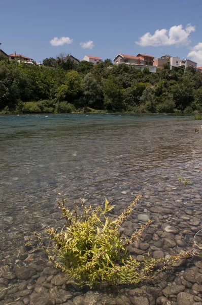 Mostar Bosnia Herzegovina 2018 Skyline Old City Seen Green Transparent — Stock Photo, Image