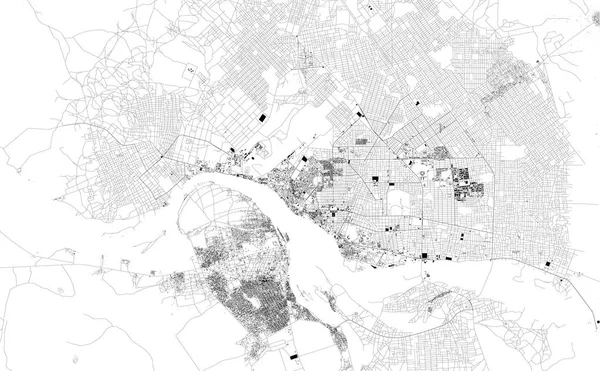 Satellitkarta Över Djamena Tchad Stadens Gator Gatukarta Centrum Afrika — Stock vektor