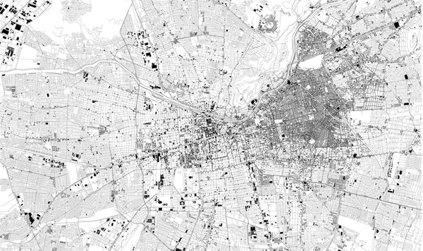 Mapa Satélite Santiago Chile Ruas Cidade Chile Mapa Ruas Centro — Vetor de Stock