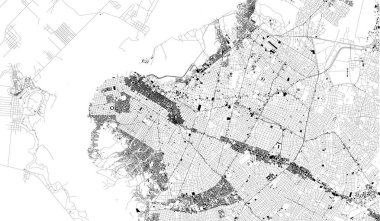 Asuncin, Paraguay, şehrin sokaklarında uydu haritası. Sokak harita, şehir merkezi. Güney Amerika