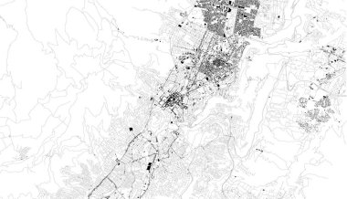Quito, Ekvator, şehrin sokaklarında uydu haritası. Sokak harita, şehir merkezi. Güney Amerika