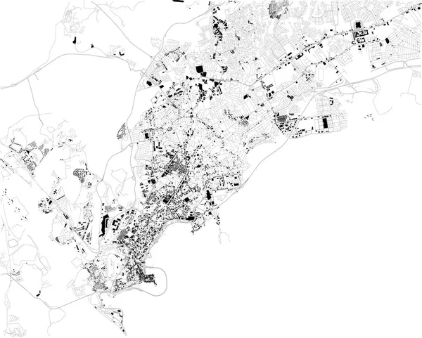 パナマシ ティー パナマの街の衛星地図です ストリート マップ 市内中心 南アメリカ — ストックベクタ