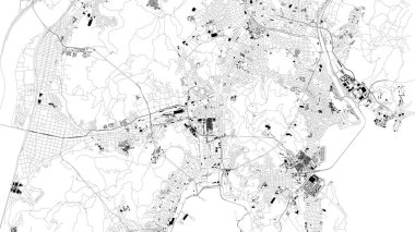 Busan Büyükşehir Belediye, Pusan, şehrin sokaklarında uydu haritası. Sokak harita, şehir merkezi. Güney Kore