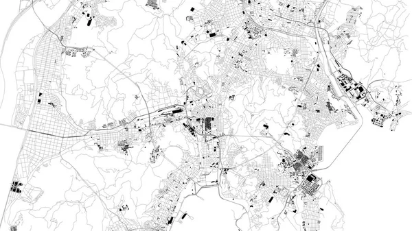 Δορυφορικό Χάρτη Της Μητροπολιτική Πόλη Busan Πουσάν Στους Δρόμους Της — Διανυσματικό Αρχείο