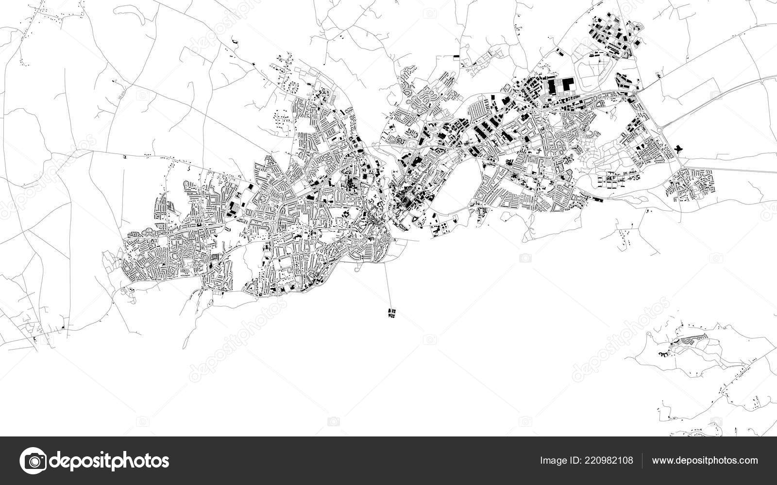 Satellite Map Galway Ireland City Streets Street Map City Center Stock