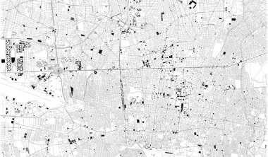 Tahran, Iran, şehrin sokaklarında uydu haritası. Sokak haritası, sehir merkezi