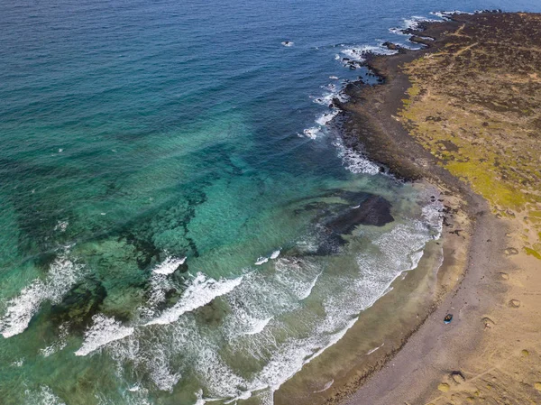 Dalgalar Sörfçü Ile Berrak Bir Deniz Hava Görünümü Playa Canteria — Stok fotoğraf