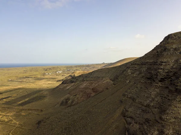 Luchtfoto Van Bergachtige Kusten Van Het Eiland Lanzarote Canarische Eilanden — Stockfoto
