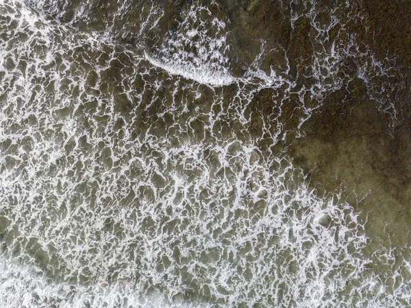 Vue Aérienne Une Mer Cristalline Avec Vagues Surfeurs Playa Canteria — Photo