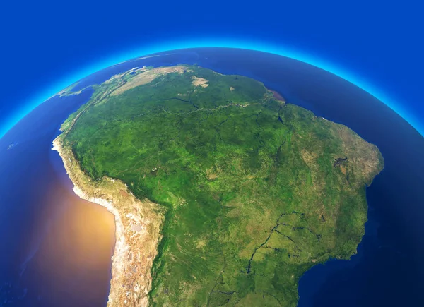 Vista Satellitare Dell Amazzonia Mappa Stati Del Sud America Rilievi — Foto Stock