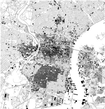 Philadelphia, Philadelphia, Pennsylvania, şehrin sokaklarında uydu haritası. Sokak harita, şehir merkezi. ABD
