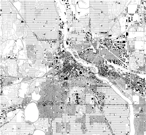 Satellietkaart Van Minneapolis Minnesota Usa Straten Van Stad Stratenplan Plattegrond — Stockvector