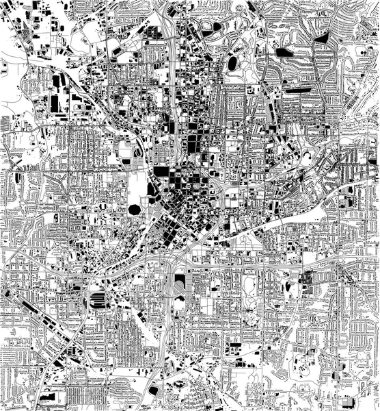 Satellietkaart Van Atlanta Georgia Verenigde Staten Straten Van Stad Stratenplan — Stockvector