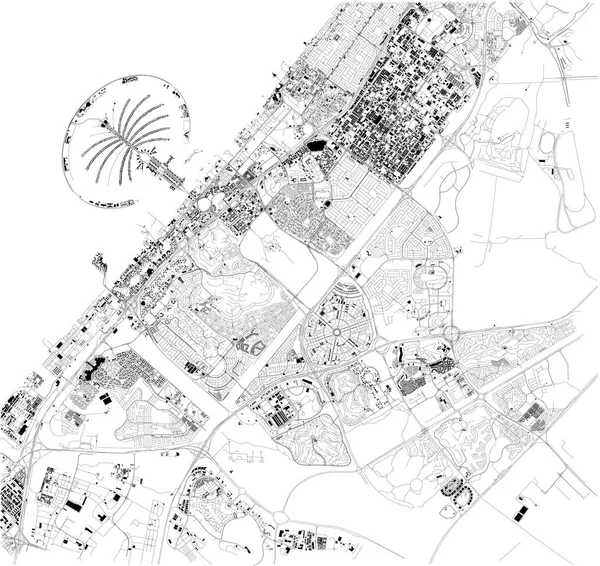 Mapa Satelitarna Ulic Miasta Dubaj Zjednoczone Emiraty Arabskie Mapę Ulic — Wektor stockowy