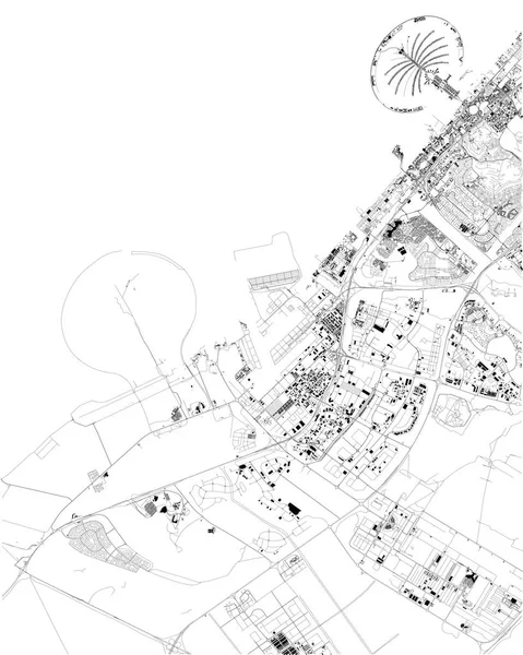Спутниковая Карта Дубай Объединенные Арабские Эмираты Улицы Город Карта Улиц — стоковый вектор