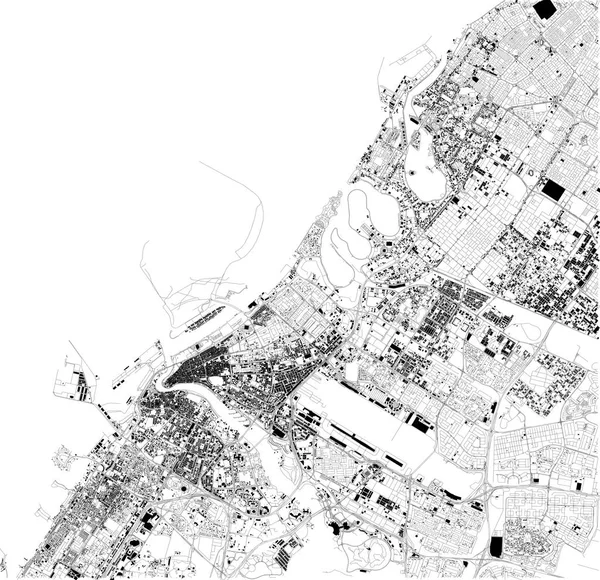 Mapa Satélite Dubai Emirados Árabes Unidos Ruas Cidade Mapa Ruas — Vetor de Stock