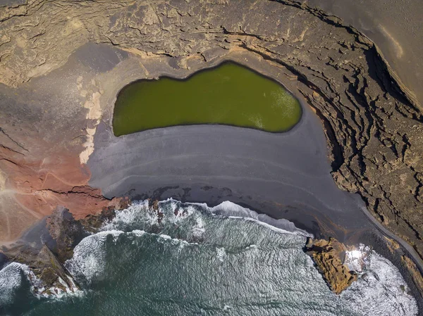 Αεροφωτογραφία Του Charco Los Clicos Μια Μικρή Λίμνη Θαλασσινό Νερό — Φωτογραφία Αρχείου