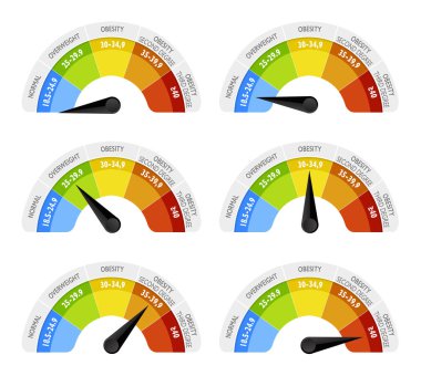 Vücut kitle indeksi (VKİ) veya Quetelet Dizin kitle (ağırlık) ve yükseklik bir bireyin elde bir değerdir. BMI vücut kitle vücut yüksekliği kare tarafından bölünmüş olarak tanımlanır. Infographic hemicycle