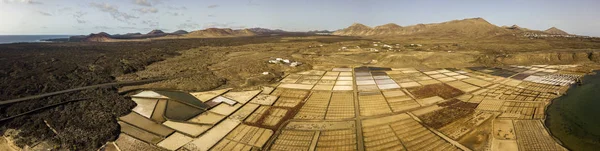 Vue Aérienne Des Plaines Salées Janubio Lanzarote Îles Canaries Espagne — Photo