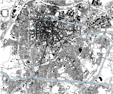 Padova, Padova, İtalya, şehrin sokaklarında uydu haritası. Sokak haritası, sehir merkezi