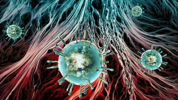 Vírus Microrganismos Duplicação Propagação Formação Bactérias Microrganismos Vistos Microscópio Renderização — Fotografia de Stock