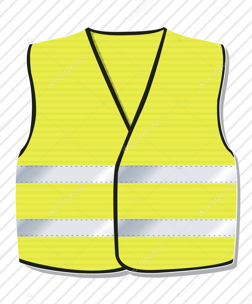 Symbol of the protest movement against the French government, yellow vests. Yellow coat with reflective stripes. Work jacket on construction sites