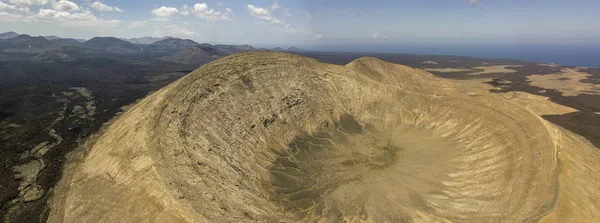 Aerial View Timanfaya National Park Caldera Blanca Panoramic View Volcanoes — Stock Photo, Image