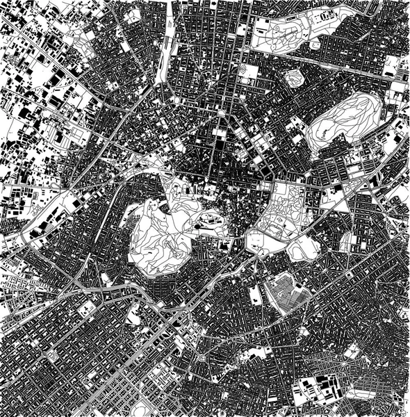 Satellietkaart Van Straten Van Stad Van Athene Griekenland Stratenplan Plattegrond — Stockvector