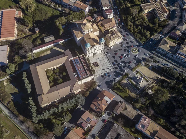 Letecký Pohled Katedrálu Náměstí Santa Maria Maggiore San Leoluca Městský — Stock fotografie