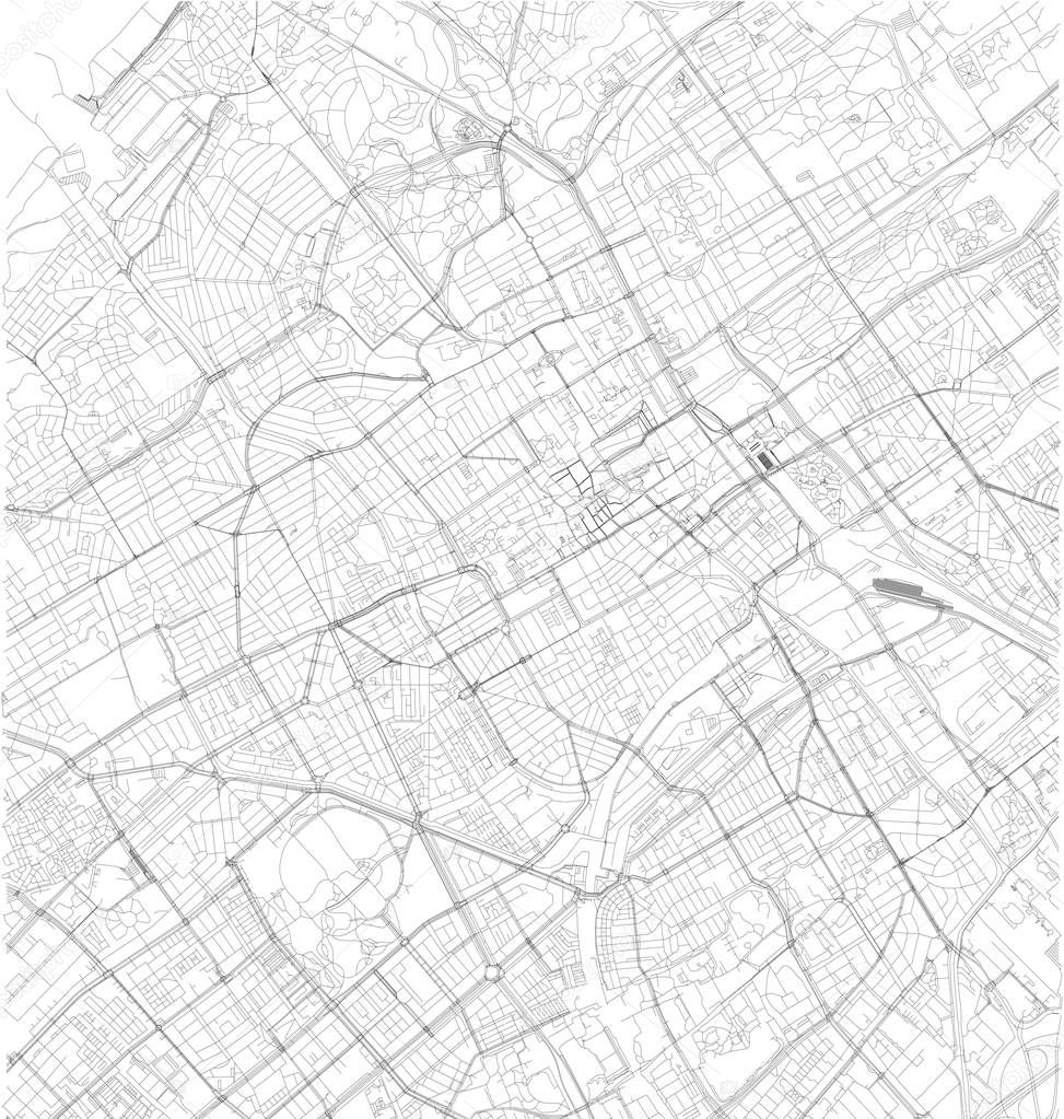 Satellite map of The Hague, Netherlands , Holland, city streets. Street map, city center