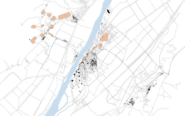 Kaart Van Stad Luxor Egypte Satellietmening Archeologische Sites Bezoeken Wegen — Stockvector