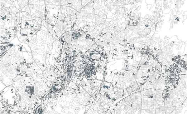 Mapa Satélite Kuala Lumpur Malasia Calles Ciudad Callejero Mapa Del — Vector de stock