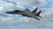 Militärflugzeuge im Flug, ausgerüstet mit Raketen, Gefechtsausrüstung. f-15 Adlermodelle. 3D-Darstellung