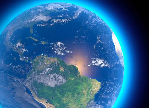 Вигляд Супутника Амазонки Карта Держав Південної Америки Рельєфи Рівнини Фізична — стокове фото