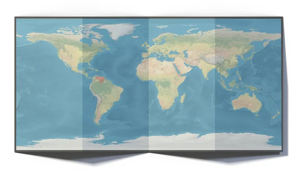 Mapa Světa Venezuela Letáku Planisféra Opírající Povrchu Vykreslování Objektů Fyzická — Stock fotografie