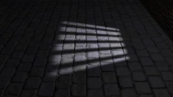 Prison Cell Prison Cell Shadows Projected Ground Cell Window Detained — Stock Photo, Image