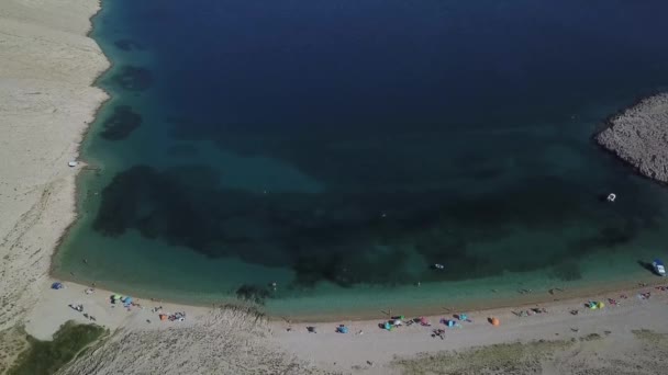 Vista Aérea Playa Rucica Isla Pag Metajna Croacia Fondos Marinos — Vídeo de stock