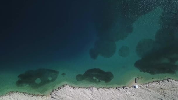 Luchtfoto Van Rucica Strand Pag Eiland Metajna Kroatië Zeebodem Strand — Stockvideo