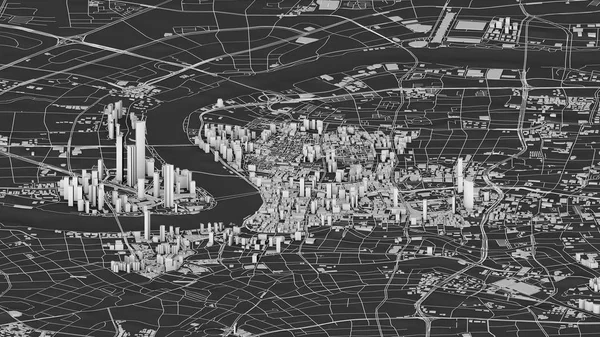 Вигляд Супутника Shanghai Карта Міста Дому Будівлі Хмарочоси Китай Китайська — стокове фото