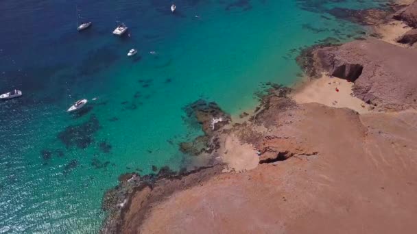 Légi Kilátás Recés Partok Strandok Lanzarote Spanyolország Kanári Utak Földutak — Stock videók
