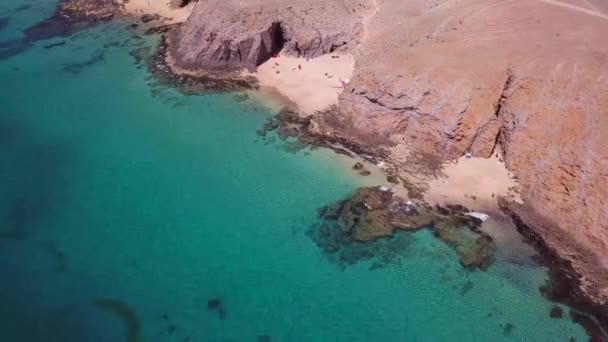 Vue Aérienne Des Rives Des Plages Déchiquetées Lanzarote Espagne Canaries — Video