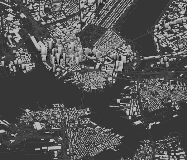 Satélite Vista Boston Mapa Ciudad Con Casa Edificio Rascacielos Massachusetts — Foto de Stock