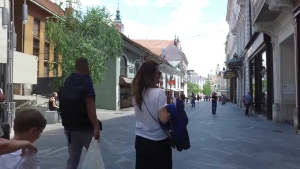 Centrala Gatorna Staden Ljubljana Huvudstad Och Största Staden Slovenien 2018 — Stockvideo