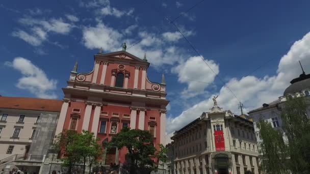 Ulice Centrum Miasta Lublanie Stolicy Największego Miasta Słowenii 2018 Ludzi — Wideo stockowe