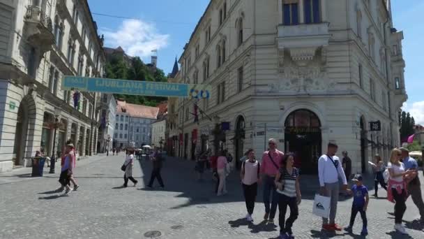 Strade Centrali Della Città Lubiana Capitale Più Grande Città Della — Video Stock